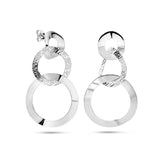 Gerhodineerd Zilveren Oorhangers met (deels) Gematteerde Cirkels - Hoogte 48mm