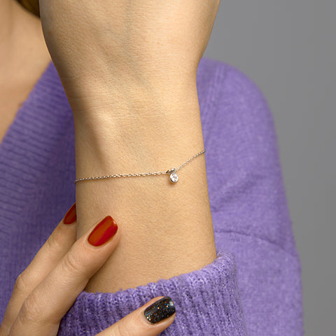 Armband Zirkonia 16 + 3 Cm Zilver Gerhodineerd