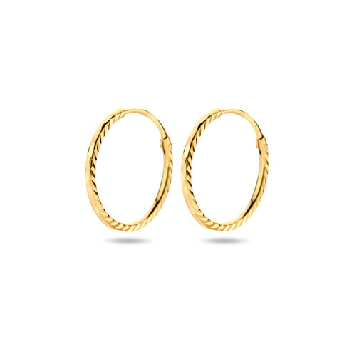 Oorringen van 14 Karaat Gediamanteerd Geelgoud - Diameter 12mm Breedte 1 mm