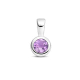 Geboortesteenhanger Juni - Amethist met Gerhodineerd Zilver - Formaat 5.5 x 11mm
