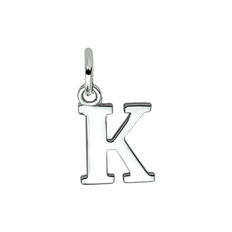 Gerhodineerd Zilveren hanger, Letter K - 9.3 x 12.5 mm
