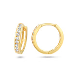 14 Karaat Geelgouden Klapoorringen met Wit Zirkonia - Formaat 2x11mm