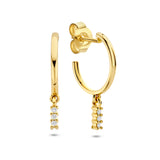Stekeroorringen met Diamant 0.05ct (2x0.025ct) 14 Karaat Geelgoud - Hoogte 21mm
