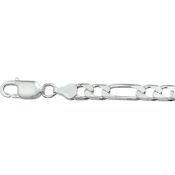 Herencollier van 925 Zilver, Schakeltype Figaro 6mm - Lengte 50cm