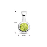 Geboortesteenhanger Augustus | Peridot | Gerhodineerd zilver | Formaat 5.5 x 11mm