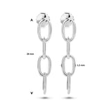 Oorhangers van Gerhodineerd Zilver Schakelmotief Paperclip Ronde Buis - Hoogte 22mm