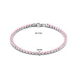 Gerhodineerd Zilveren Dames Tennisarmband 2.8mm met Roze Zirkonia - Lengte 16+3cm