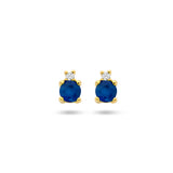 Oorknoppen met Saffier 0.33ct (2x 0.165ct) en Diamant 0.015ct (2x 0.0075ct) 14 Karaat Geelgoud - Formaat 4.5x3mm