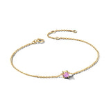 Damesarmband van 14 Karaat Geelgoud met Geboortesteen Amethist Juni - Lengte 15.5+3cm