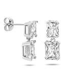 Oorhangers van Gerhodineerd Zilver met Wit Zirkonia - Formaat 6x17mm