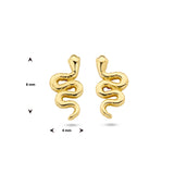 Oorknoppen Slang van 14 Karaat Gepolijst Geelgoud - Formaat 4x8mm