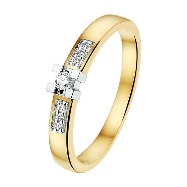 Ring Diamant 0.08ct H Si Goud (Bicolor Goud Geel/Wit)