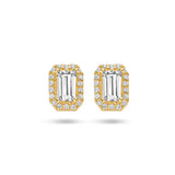 Rechthoekige Oorknoppen van 14 Karaat Geelgoud met Zirkonia - Formaat 5.5x7.5mm