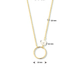 Geelgouden collier lengte 41cm+4 - Zoetwater Parel 4.5 mm en Gouden Rondje - 14Krt. Goud