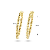 Oorringen 14 Karaat Geelgoud met Gedraaide Buis 2mm - Diameter 24mm
