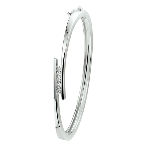 Bangle Scharnier Zirkonia 7,5 X 60 Mm Zilver Gerhodineerd