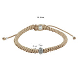 Armband Beige 7 Mm 19   26 Cm Zilver Gerhodineerd Met Rubber/Nylon/Leer