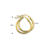 Oorringen van 14 Karaat Geelgoud met Ronde Buis 2.5 mm - Diameter 20mm