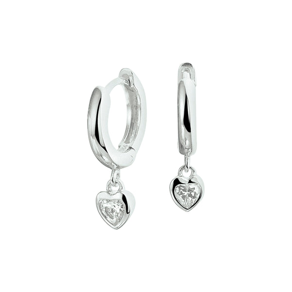 Kinderklapoorringen Hart met Zirkonia van Gerhodineerd Zilver - Diameter 10.5 mm