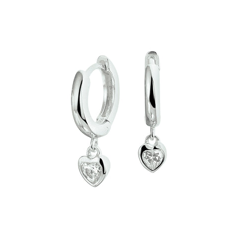 Kinderklapoorringen Hart met Zirkonia van Gerhodineerd Zilver - Diameter 10.5 mm