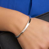 Damesarmband 3mm, Bangle van 925 Zilver Wit, Vlakke buis met scharnier - Diameter 60mm