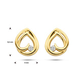 Oorknoppen met Diamant 0.05ct (2x0.025ct) van 14 Karaat Geelgoud - Formaat 4x9.5mm
