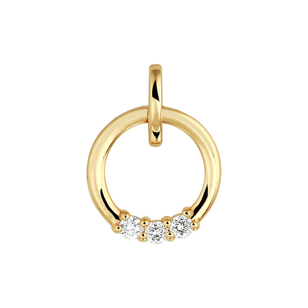 Ronde 14 Karaat Geelgouden hanger met Diamant 0.09ct - Diameter 11.5 mm