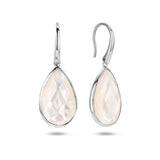 Franse Haak Oorhangers van Gerhodineerd Zilver met Parelmoer 10.5x17mm - Hoogte 33mm