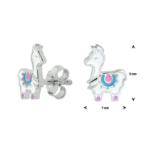Kinderoorknoppen Alpaca met emaille van Gerhodineerd Zilver - Formaat 7 x 9 mm