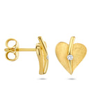 Oorknoppen Hartvorm met Diamant 0.04ct (2x 0.02ct) van Gescrtatcht 14 Karaat Geelgoud - Formaat 9.5x11mm