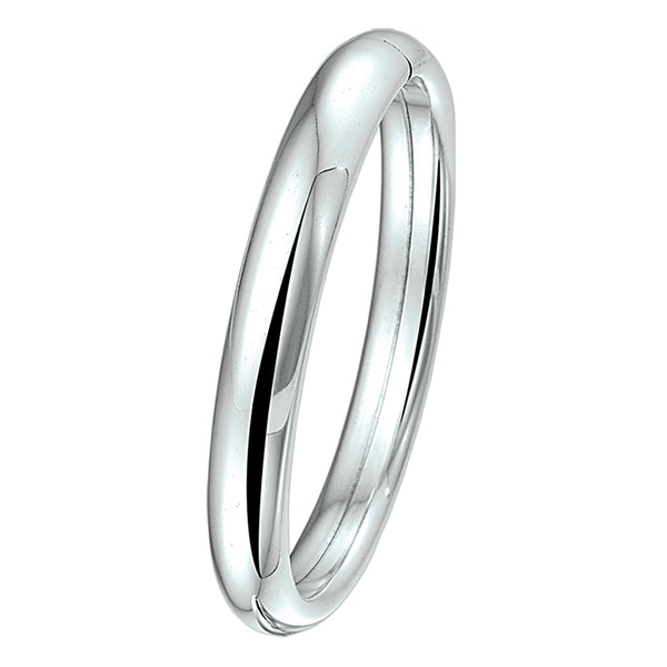 Damesarmband 10mm, Bangle van 925 Zilver Wit, Ovale buis met dopsluiting - Diameter 64mm