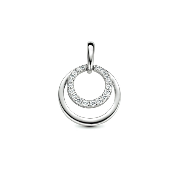 Ronde Hanger met Zirkonia van Gerhodineerd Zilver - Diameter 14.5mm