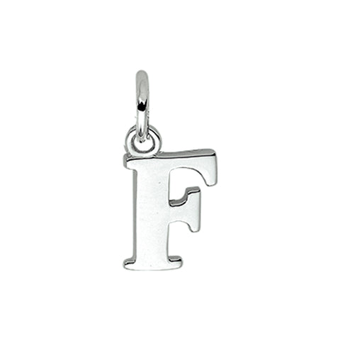 Gerhodineerd Zilveren hanger, Letter F - 8 x 12.6 mm