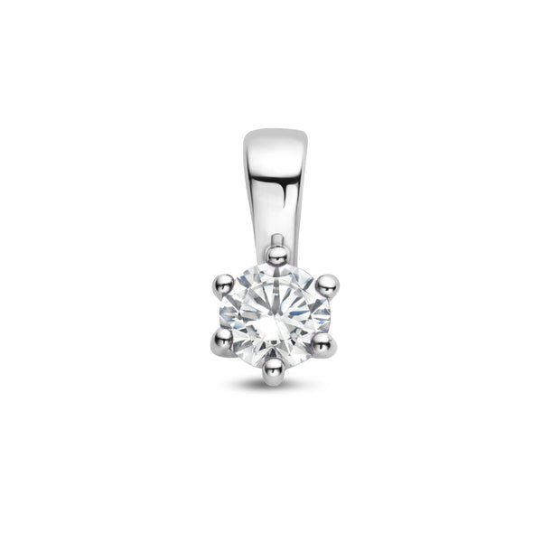 Hanger met Geboortesteen April | Synthetische Zirkonia met Gerhodineerd Zilver - Formaat 5 x 19 mm