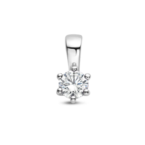 Hanger met Geboortesteen April | Synthetische Zirkonia met Gerhodineerd Zilver - Formaat 5 x 19 mm
