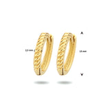 Klapoorringen Gedraaid van 14 Karaat Geelgoud - Diameter 13mm