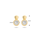 Oorknoppen met Zirkonia van 14 Karaat Geelgoud - Formaat 4.4x7.2mm