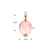 Ovaalvormige hanger met Rozenkwarts van 14 Karaat Roségoud - formaat 9.5 x 18.5 mm
