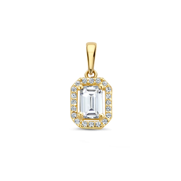 14 Karaat Geelgouden Hanger met Zirkonia - Formaat 7.5x11mm