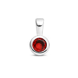 Hanger met Geboortesteen Januari | Rode Zirkonia met Gerhodineerd Zilver - Formaat 5.5x11mm