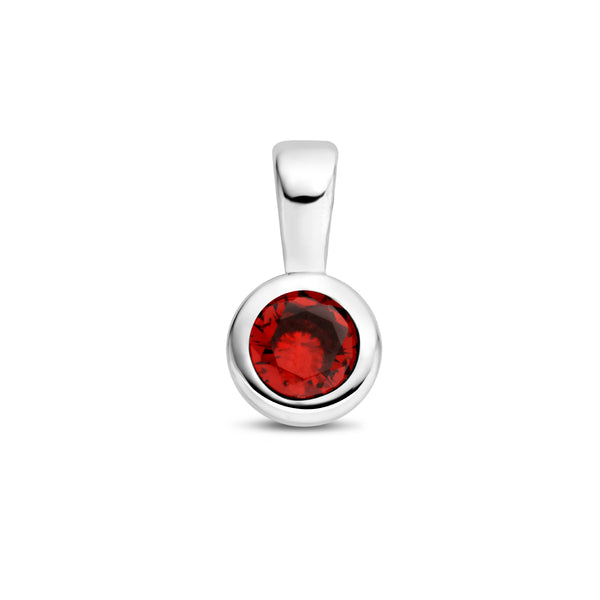 Hanger met Geboortesteen Januari | Rode Zirkonia met Gerhodineerd Zilver - Formaat 5.5x11mm
