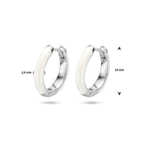 Gerhodineerd Zilveren Klapoorringen Wit emaille - Diameter 14 mm