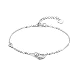 Damesarmband van Gerhodineerd Zilver met Hartjes - Lengte 16+3cm