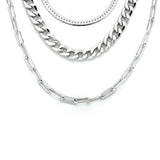 Dames, dubbelcollier van Gerhodineerd Zilver, Combinatie van drie Fantasie schakels - Lengte 41+4cm