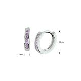 Gerhodineerd Zilveren Klapoorringen met Synthetische Amethist - Formaat 2x9.6mm