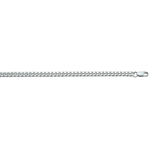 Zilveren collier lengte 60 cm- Gourmet 6 Zijdes Geslepen 4,3 mm - Zilver Wit