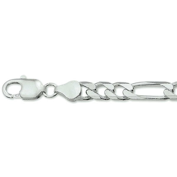 Herencollier van 925 Zilver, Schakeltype Figaro 6.5mm - Lengte 60cm