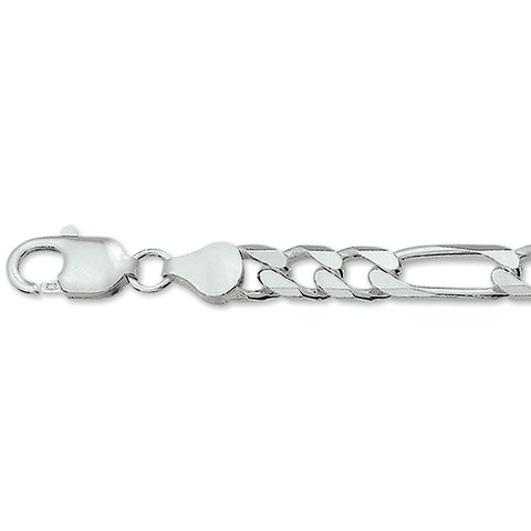 Herencollier van 925 Zilver, Schakeltype Figaro 6.5mm - Lengte 60cm