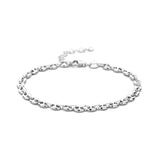 Damesarmband 3.7mm van Gerhodineerd Zilver, Koffieboon Schakel - Lengte 16+3cm