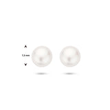 Oorknoppen met Parel 7,5mm, Gerhodineerd Zilver